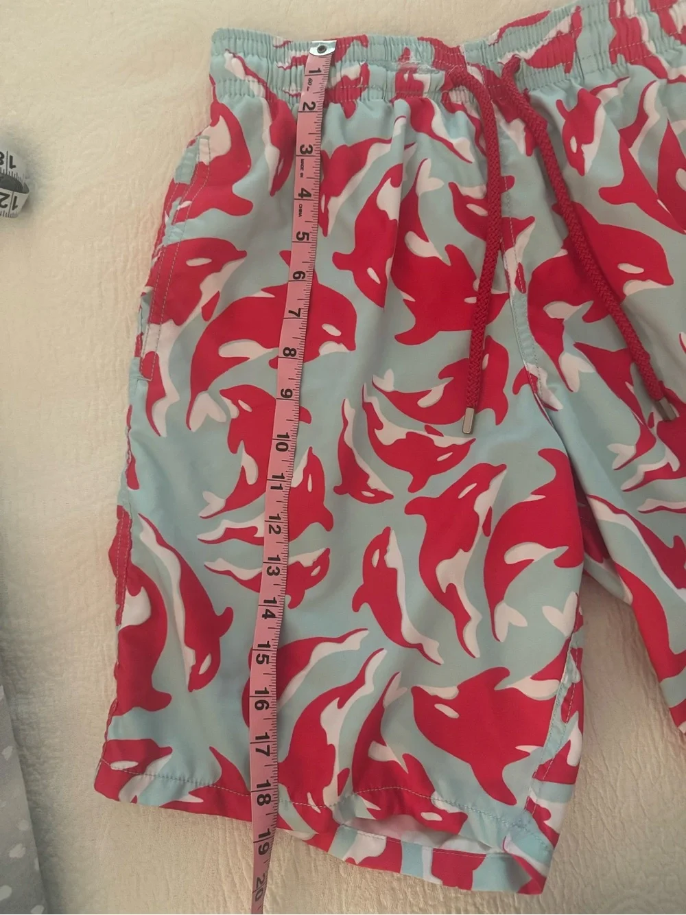Vilebrequin Light Blue & Red Dolphin-Print Swim Shorts